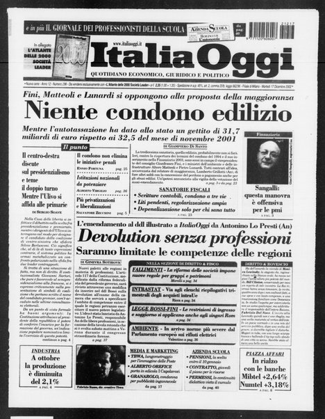 Italia oggi : quotidiano di economia finanza e politica